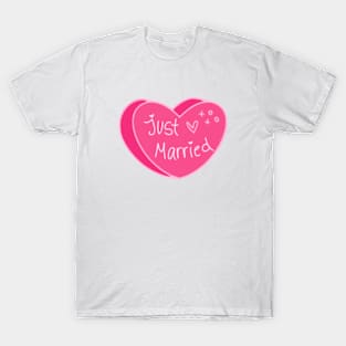 Just Married Pink Heart T-Shirt